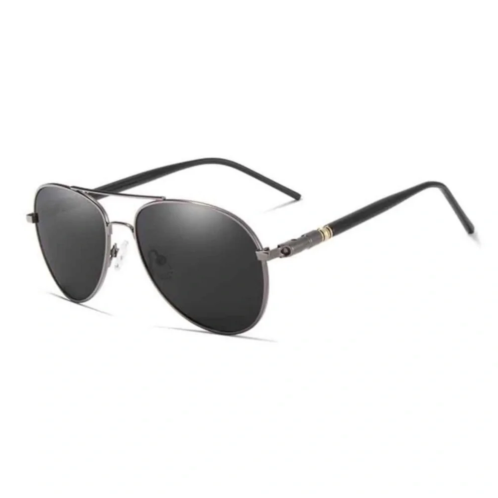Mens Metal Aviator Sunglasses Gunmetal Gray Frames Polarized Lenses New